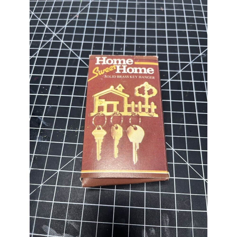 VTG Home Sweet Home Solid Brass Key Hanger 4 Hooks 1970s New Kitschy Cottagecore